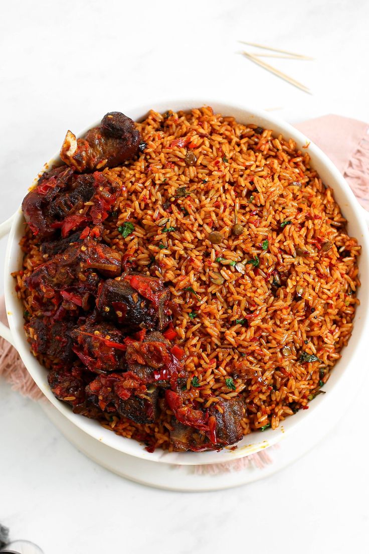 Jollof Rice with Goat Meat Only